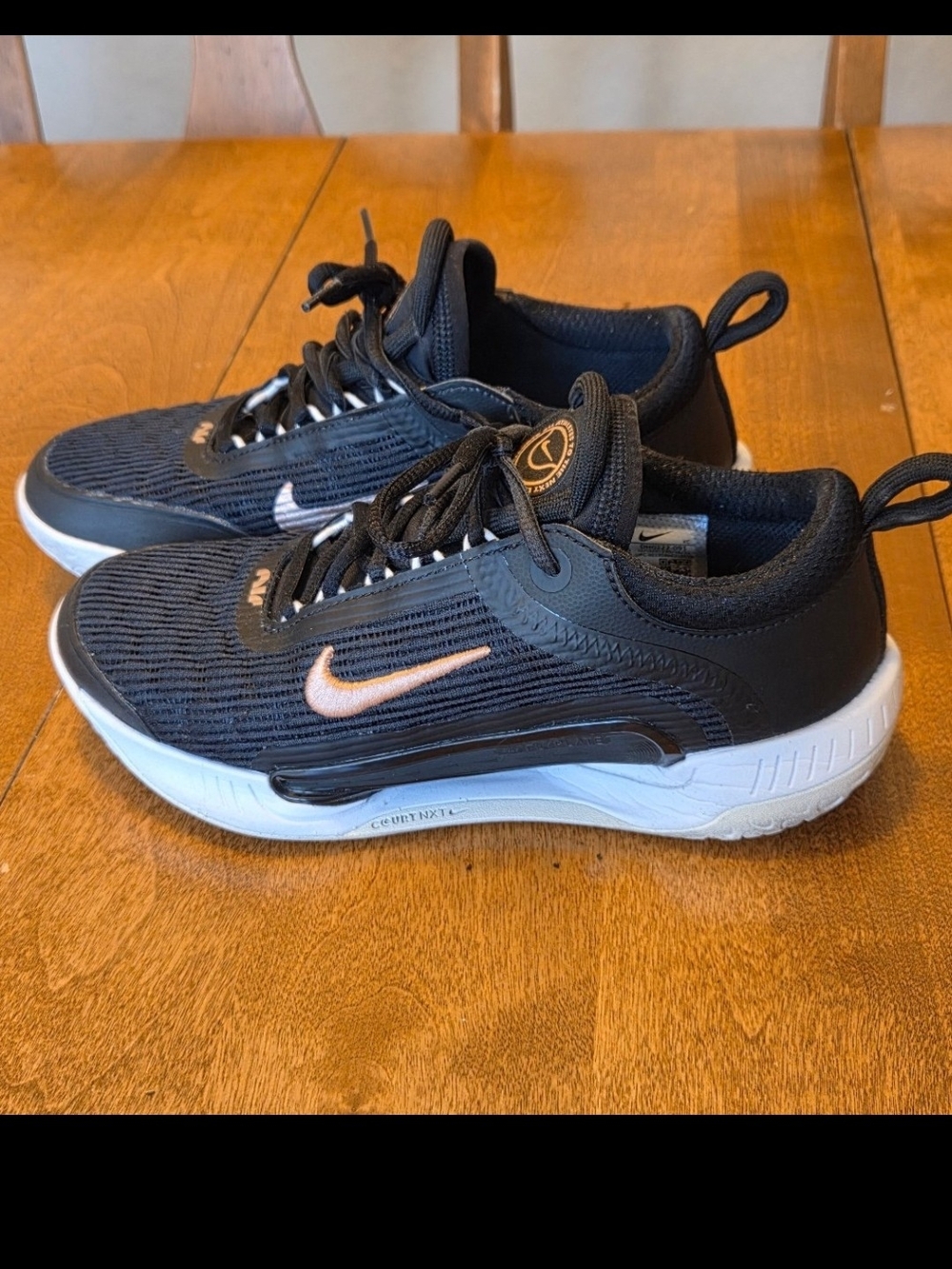 Nike Black Sneakers with Rose Gold Swoosh